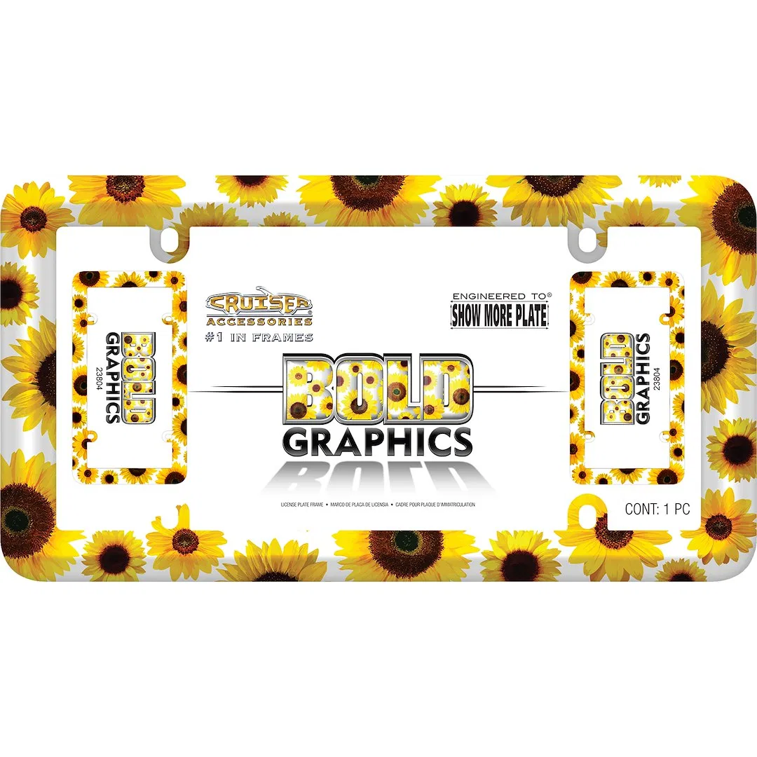 23804 – CRUISER License Plate Frame, Sunflowers Design Polycarbonate - view 2